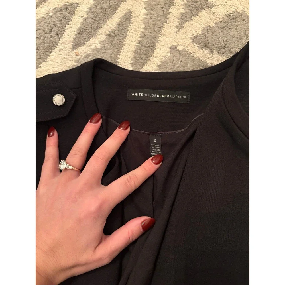 Black White House Black Market Zip Up Moto Jacket - Picture 4 of 4